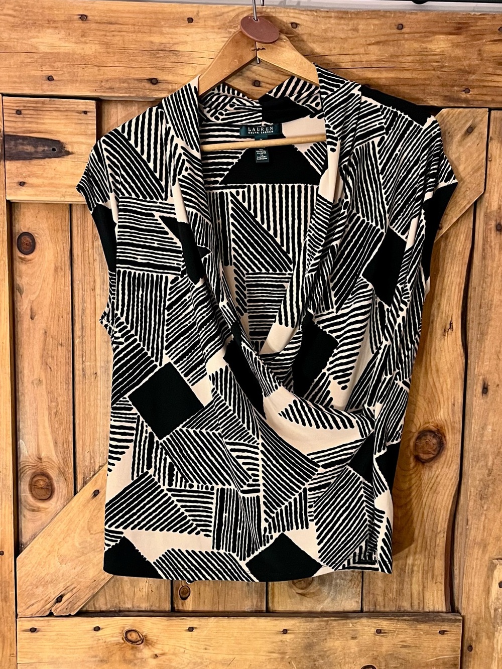 Lauren Ralph Lauren Abstract Geometric Cowl Neck Top 1X